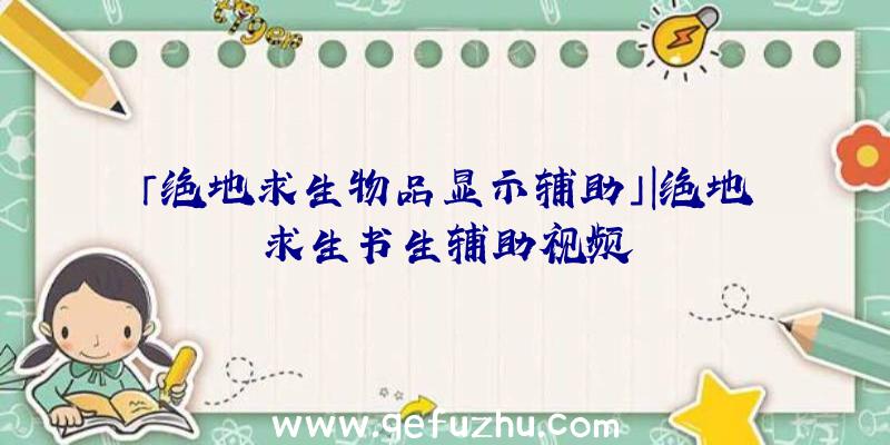 「绝地求生物品显示辅助」|绝地求生书生辅助视频